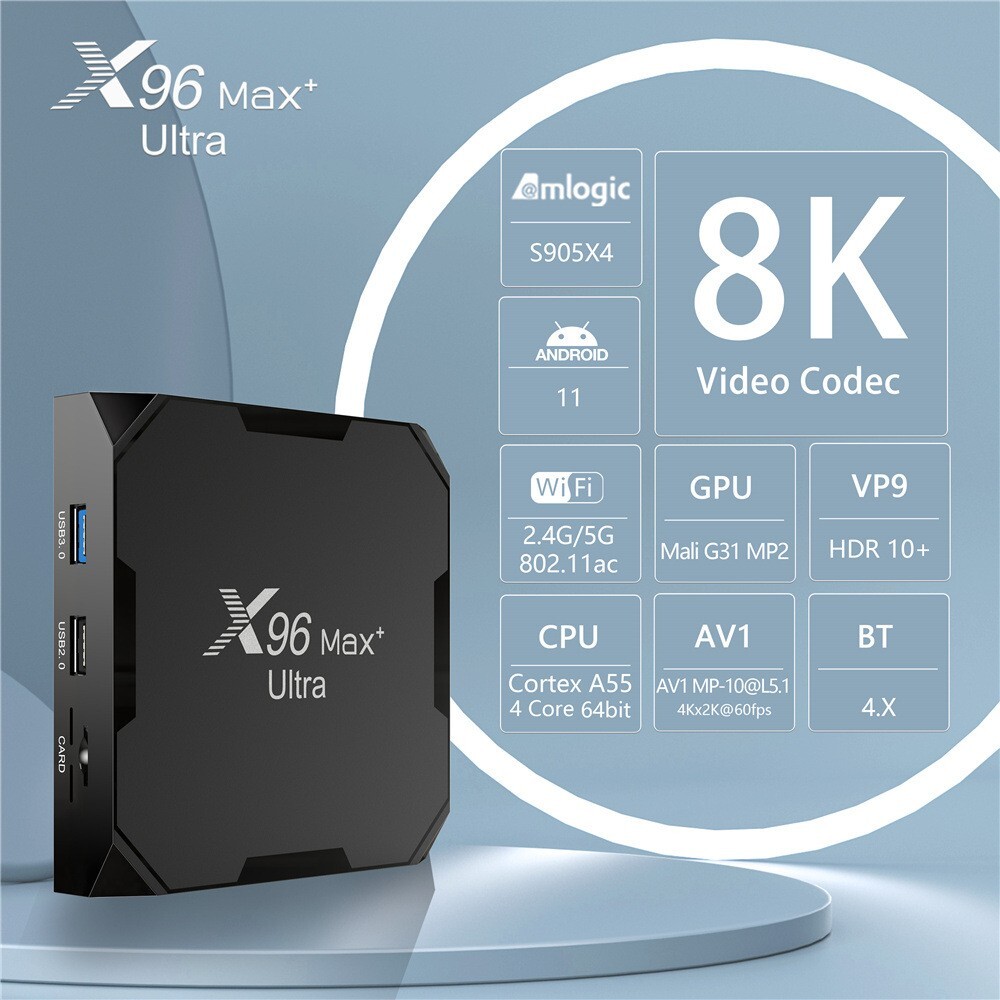 X96 Max+ Ultra TV Box Android 11 Amlogic S905X4 X96 Max Plus 8K Media Player