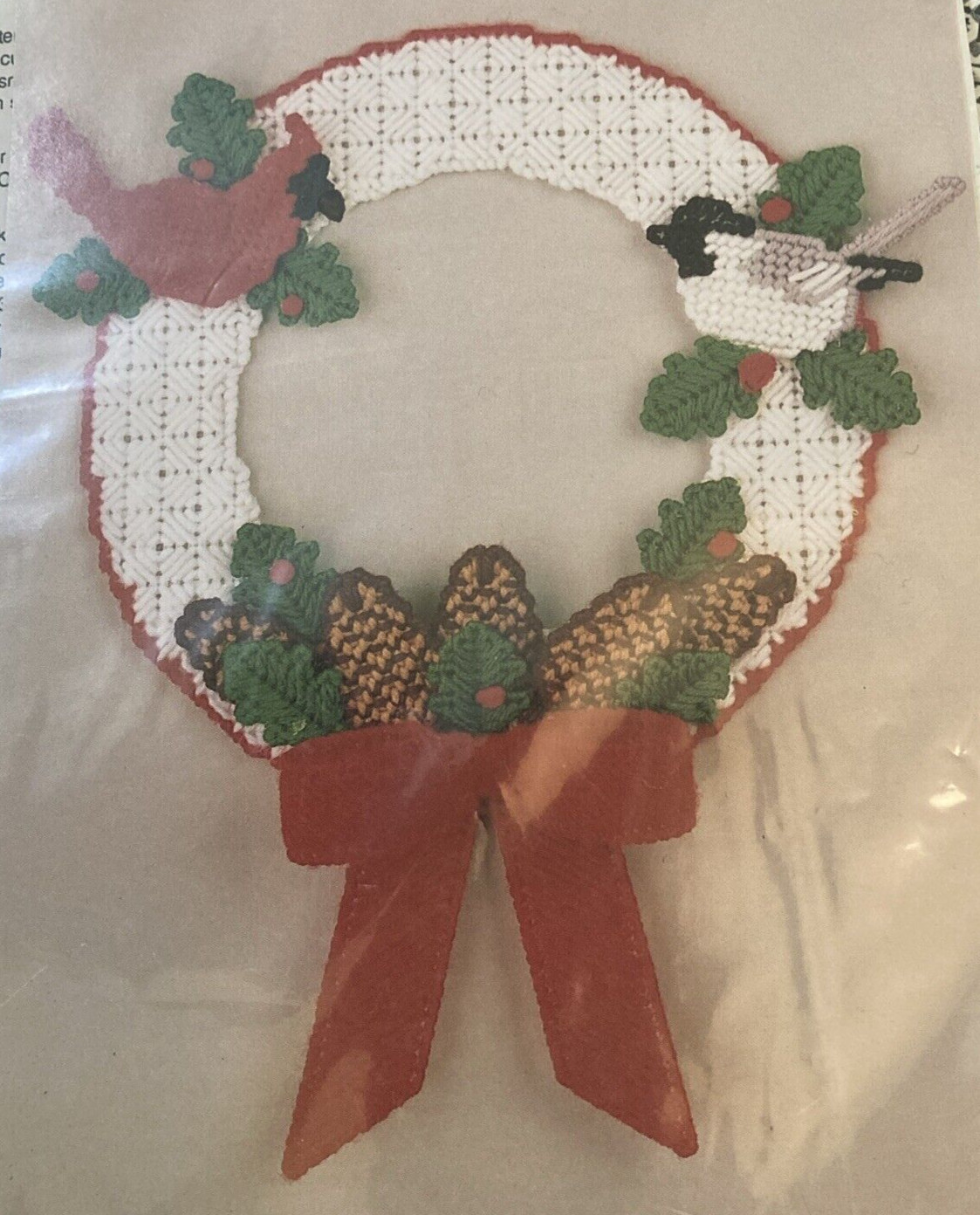 Vtg Rare BELCO Birds with Pine Cones Wreath Needlepoint 1990 pattern only