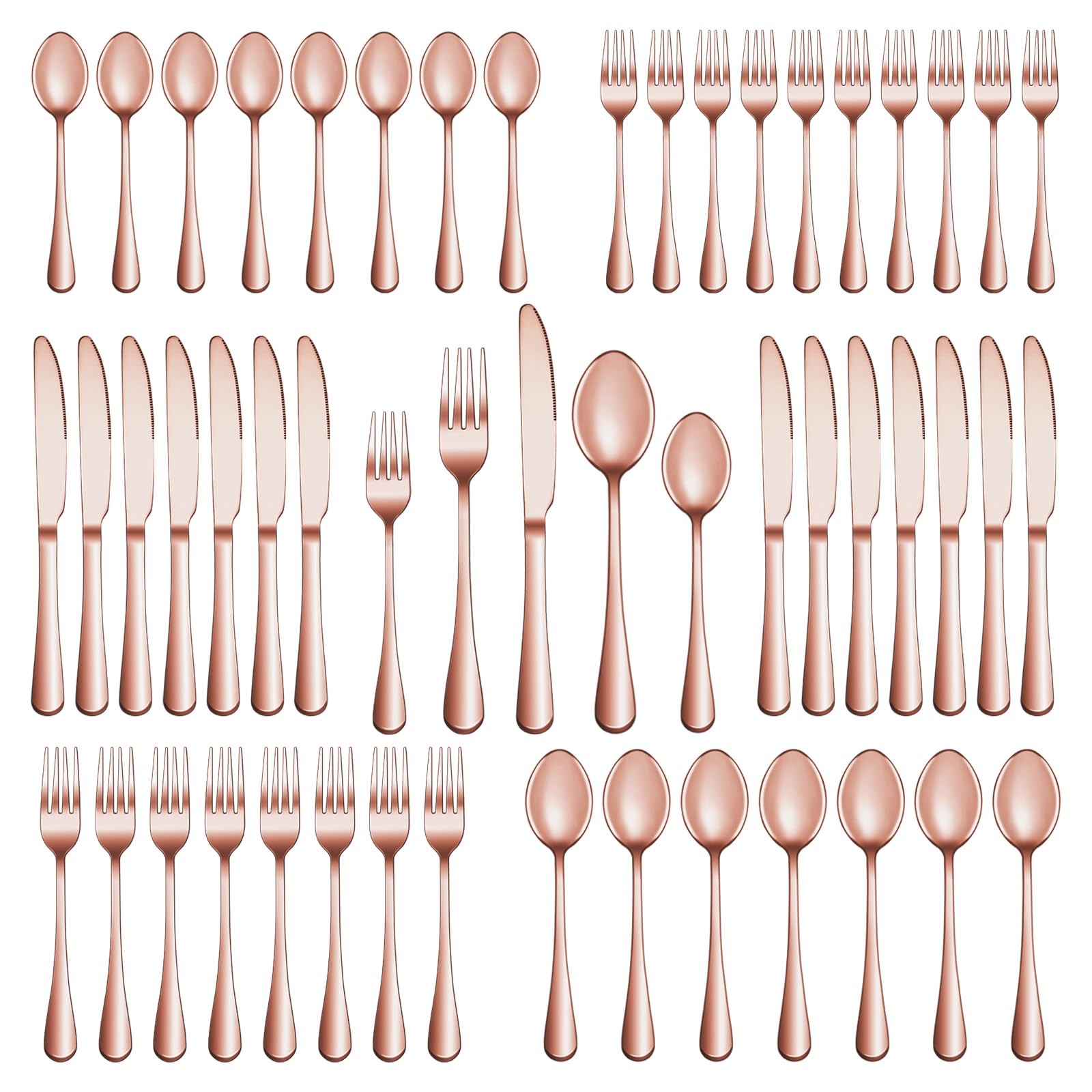 20 Pcs Rose Gold Silverware Set for 4, Premium Stainless Steel Flatware Set, ...
