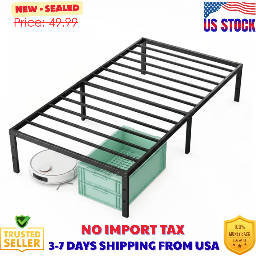Alvantor Metal Twin Bed Frame 16 Inch Tall Heavy Duty Sturdy Mattress Foundation