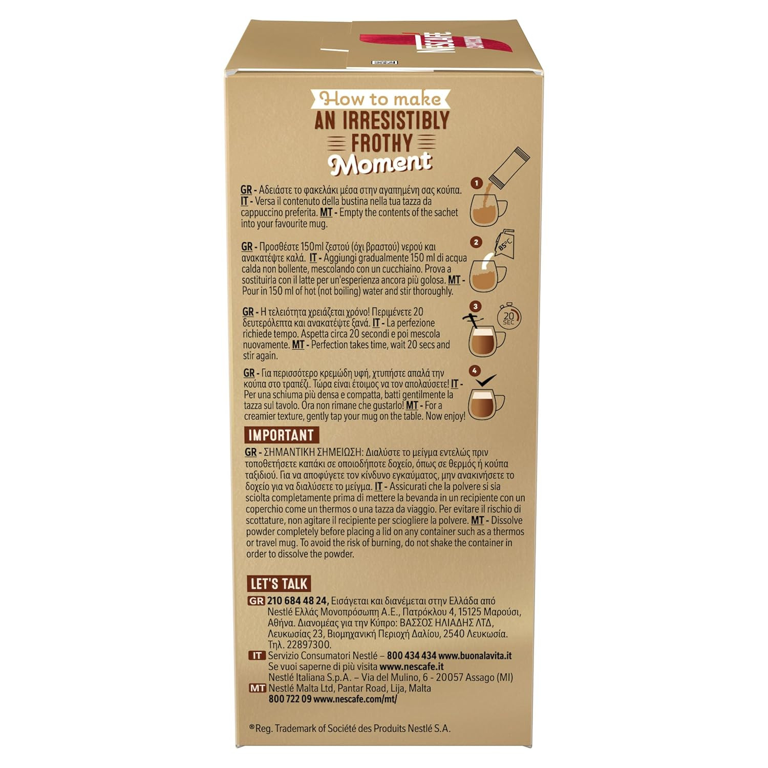 Nescafž Cappuccino 10 Sticks