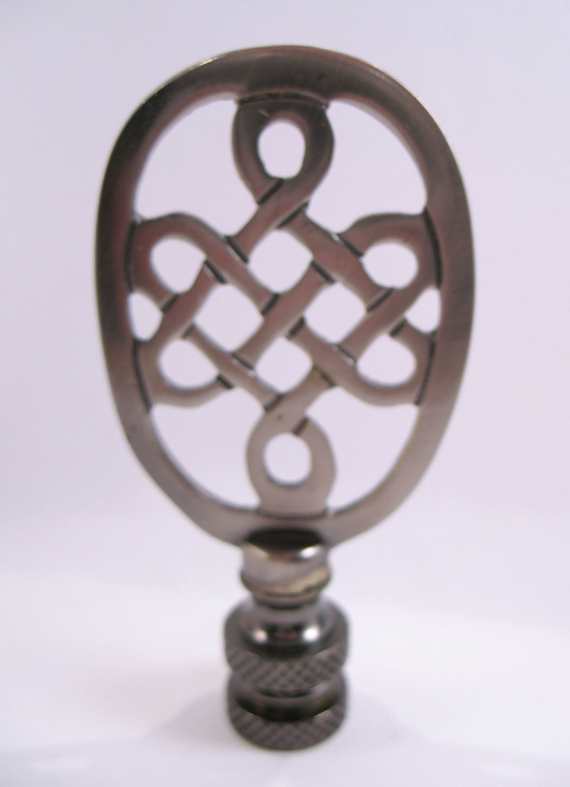 LAMP FINIAL Dark Pewter Color Asian Life Knot Metal Oval Lampshade Finial T961