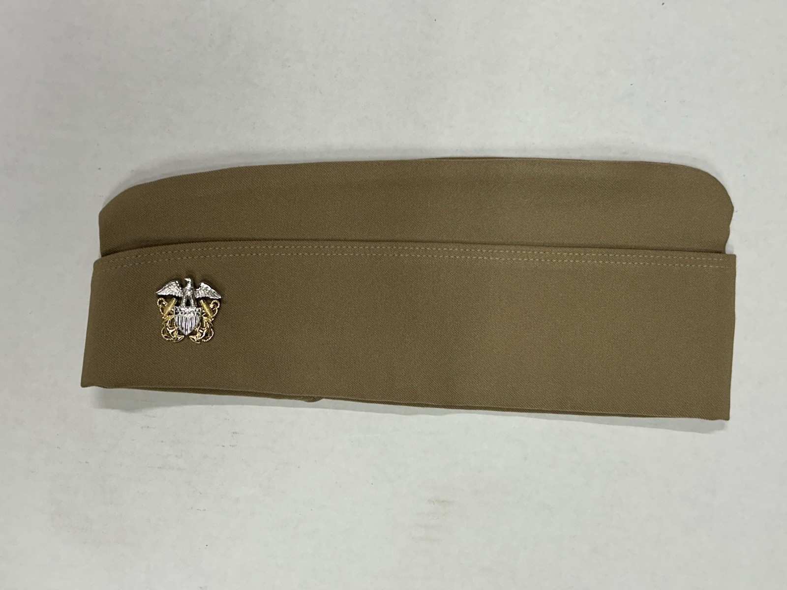 US Navy Officers Khaki Garrison Hat, Commander Rank (O-5), With Pins, Size 7 5/8
