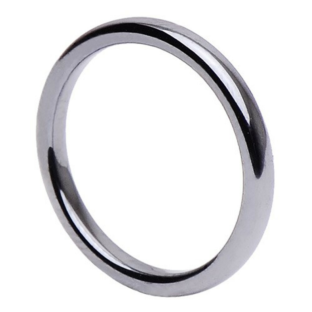 Thin Hematite Ring 3mm Wide Round Grey Dark Grey Narrow Plain Stone Ring