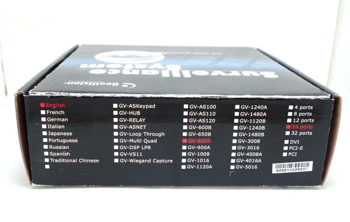 New Genuine Geovision GV-800B EXV5.10 16Ch Hybrid PCI-e Win 7 8 10 DVR CCTV Card