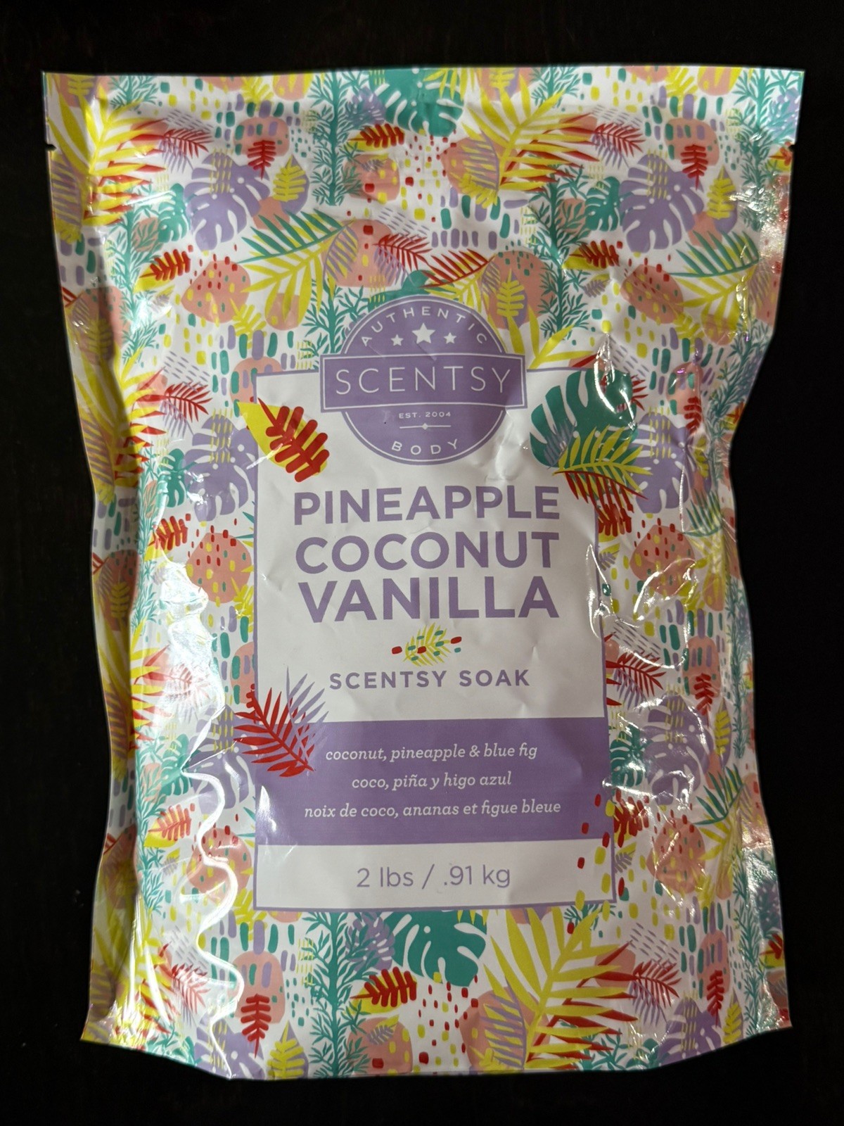 Scentsy Soak Pineapple Coconut Vanilla Epsom & Pink Himalayan Bath Salt, 2 Lb