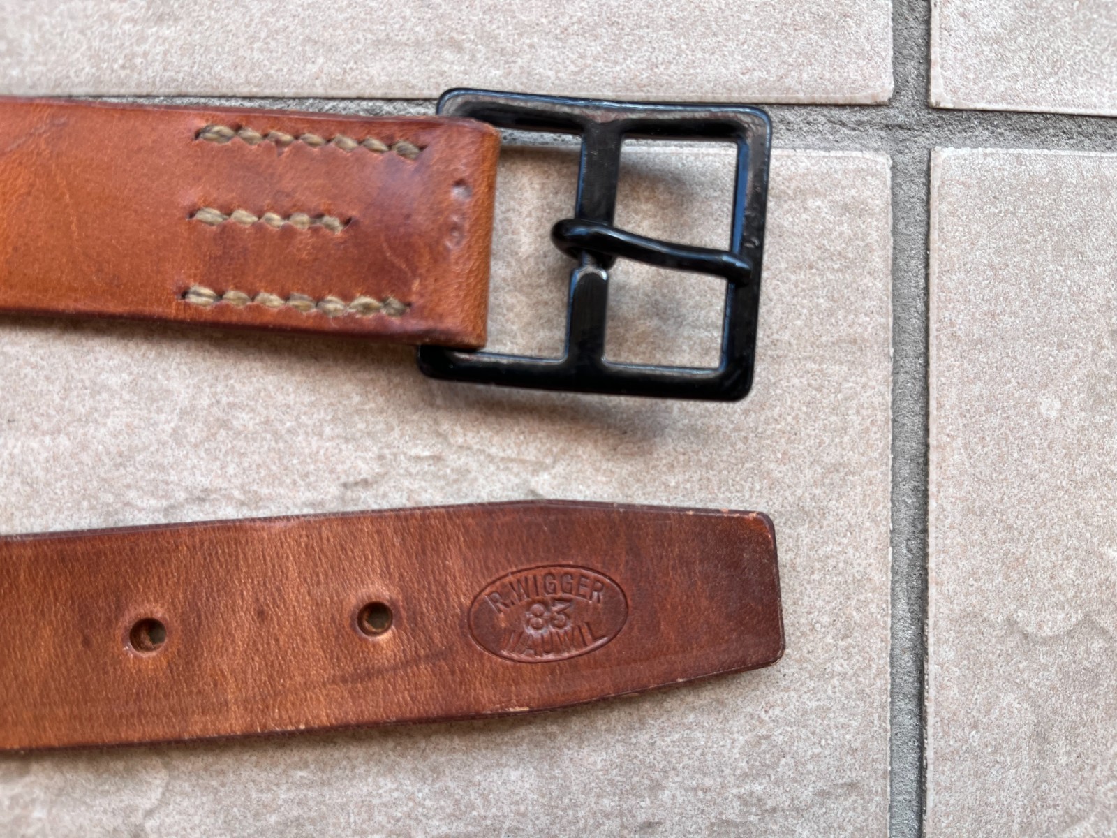 Post WWII 1980s Swiss Army Leather Field & Dress Belt - 100cm Waist 30-34 (4)
