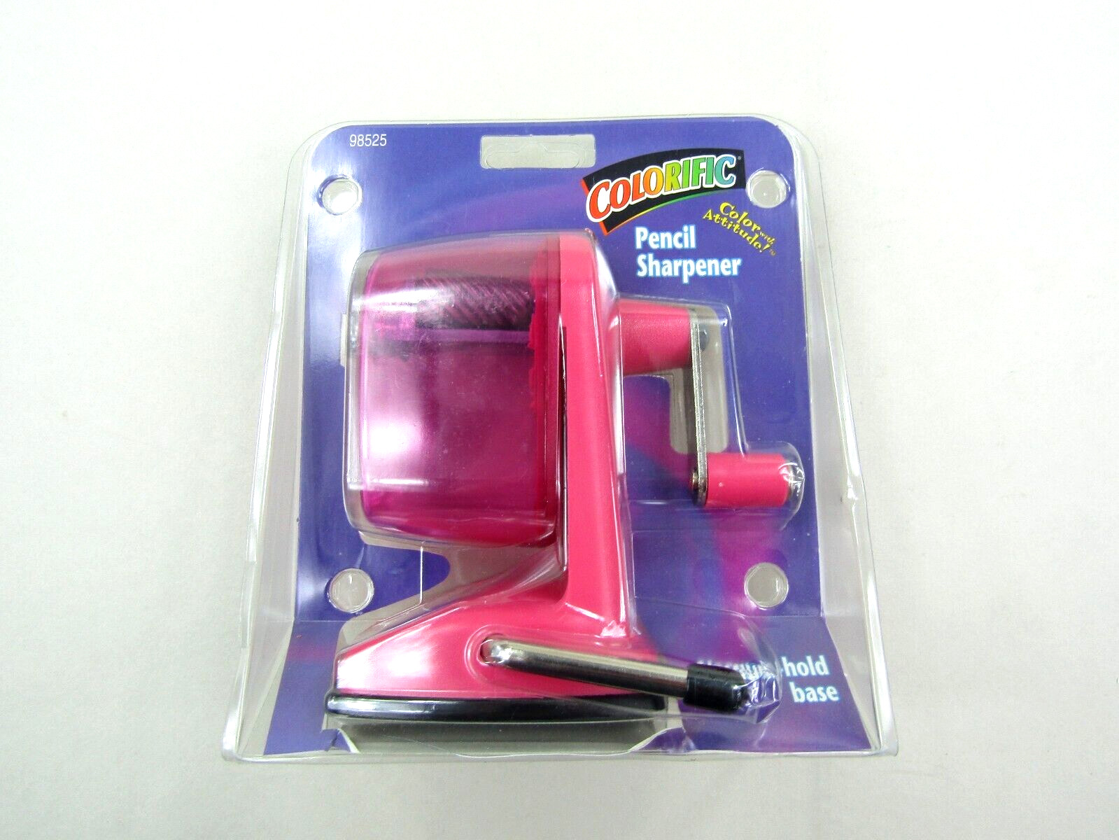 VTG Colorific Pencil Sharpener Vacuum-Hold Base 98525 Sealed New Pink