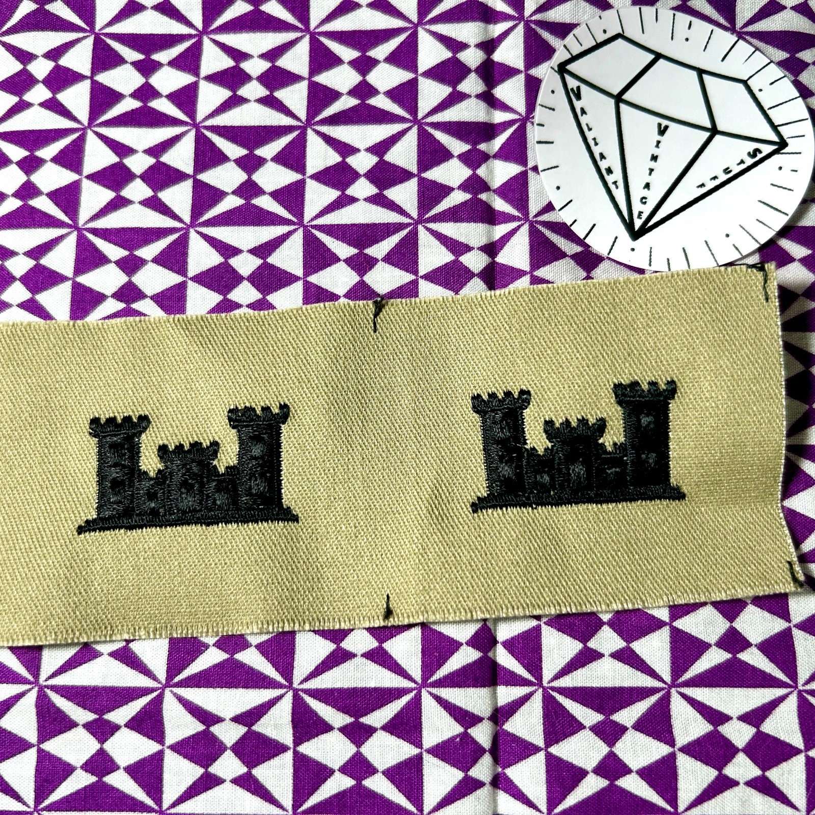 US Army Engineer Corps Branch Patch Sew On Embroidered Desert