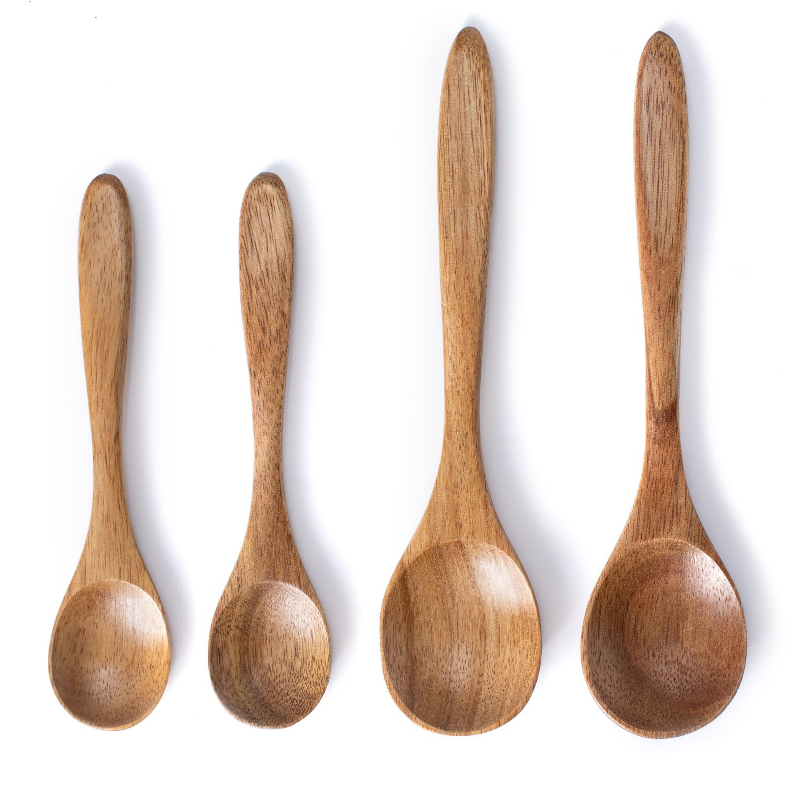 4 PCS Small Wooden Spoons for Eating, two sizes 7.2 Inch and 5.6 Inch Machine...