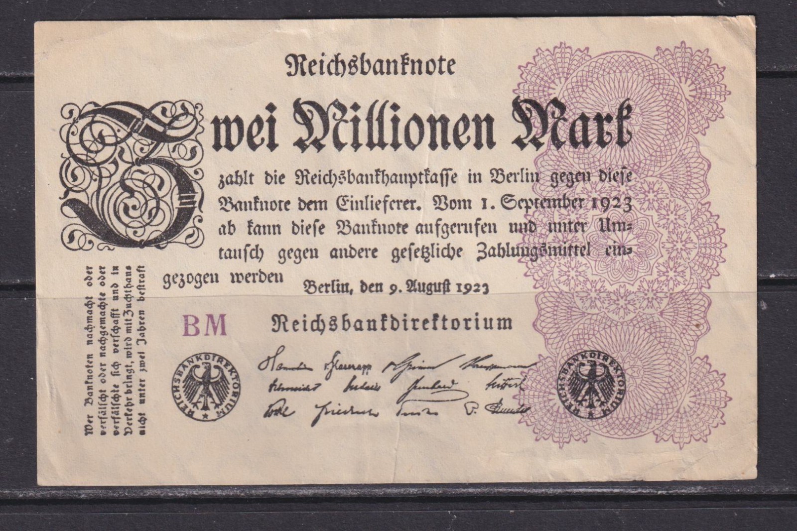 GERMANY - 1923 2 Million Marks Circulated Banknote (1)