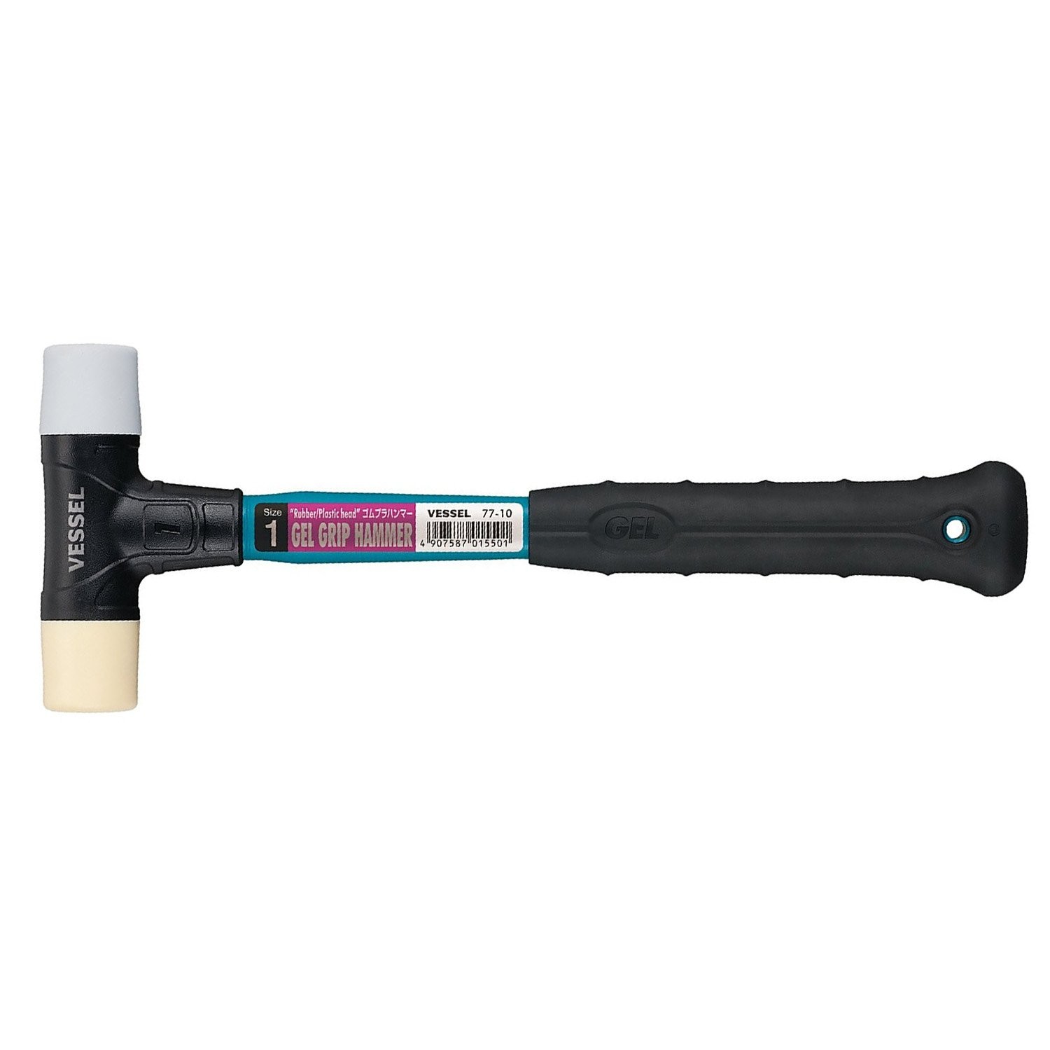 VESSEL Platan Hammer 77-10 1lb Rubber Plastic Dual Head Gel Grip Mallet Tool
