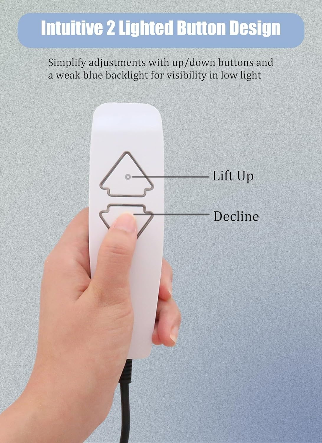 Lift Chair Remote Replacement, 5 Pin 2 Lighted Button Hand Control with 6Ft