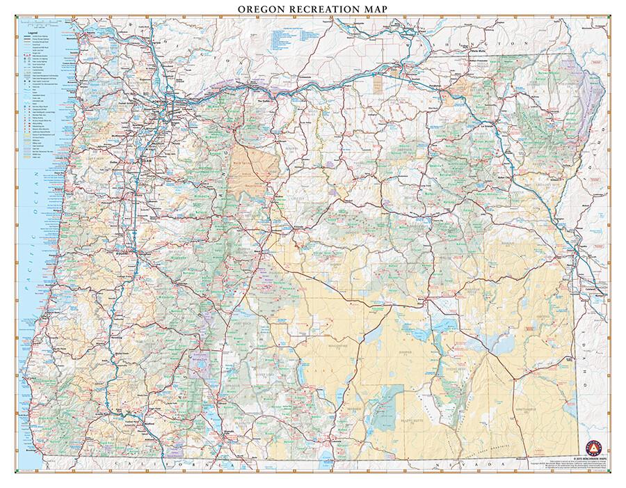 Oregon Recreation Map, by Benchmark Map (folded)