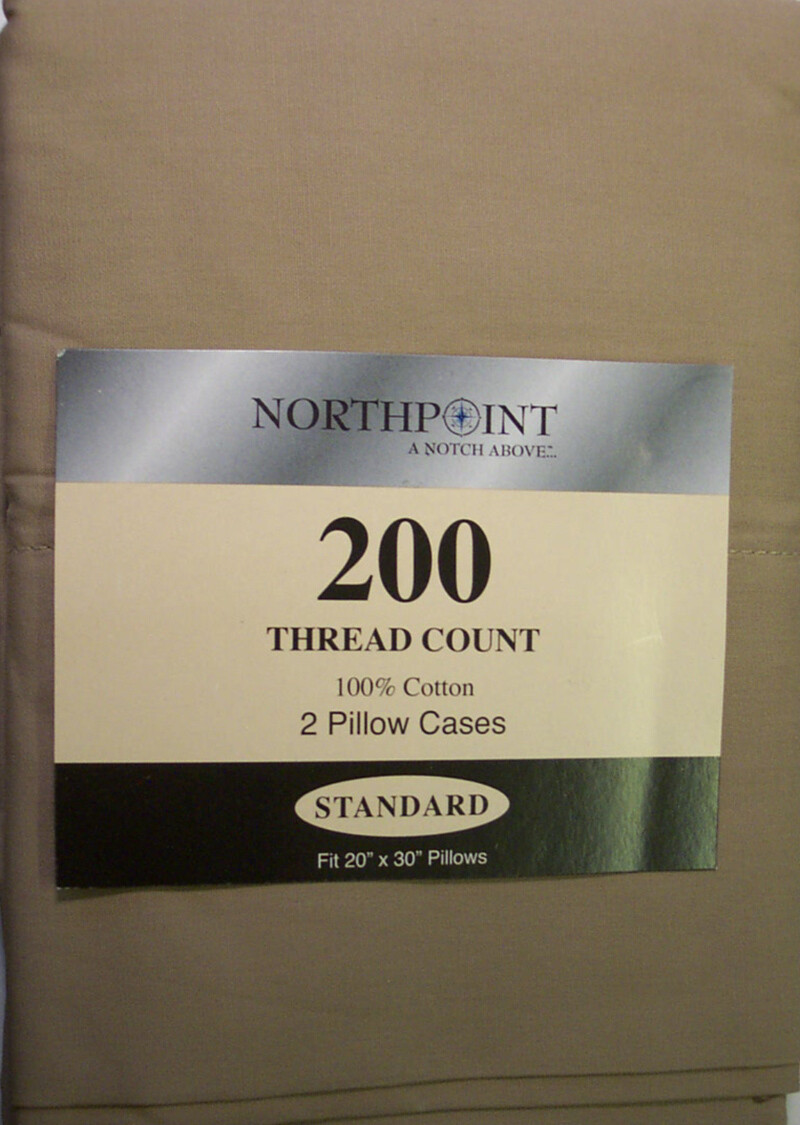 New Tan Beige Khaki 100% Cotton 200 Thread Standard Pair Pillow Cases