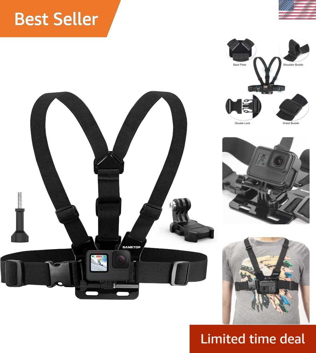 Chest Mount Strap Harness Chesty Body Mount Compatible with GoPro Hero 13, 12...