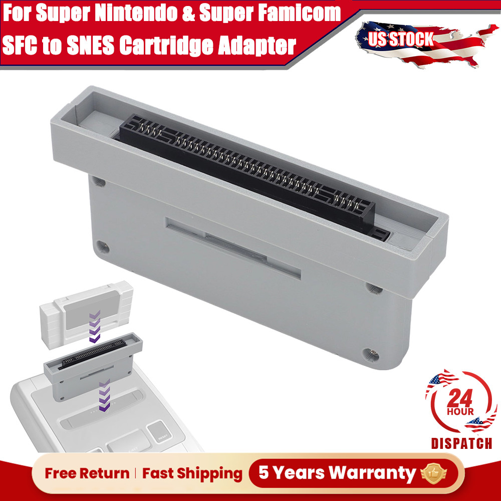 For Super Nintendo &Super Famicom SFC ⇄ SNES Cartridge Adapter PETG+PCB Board US