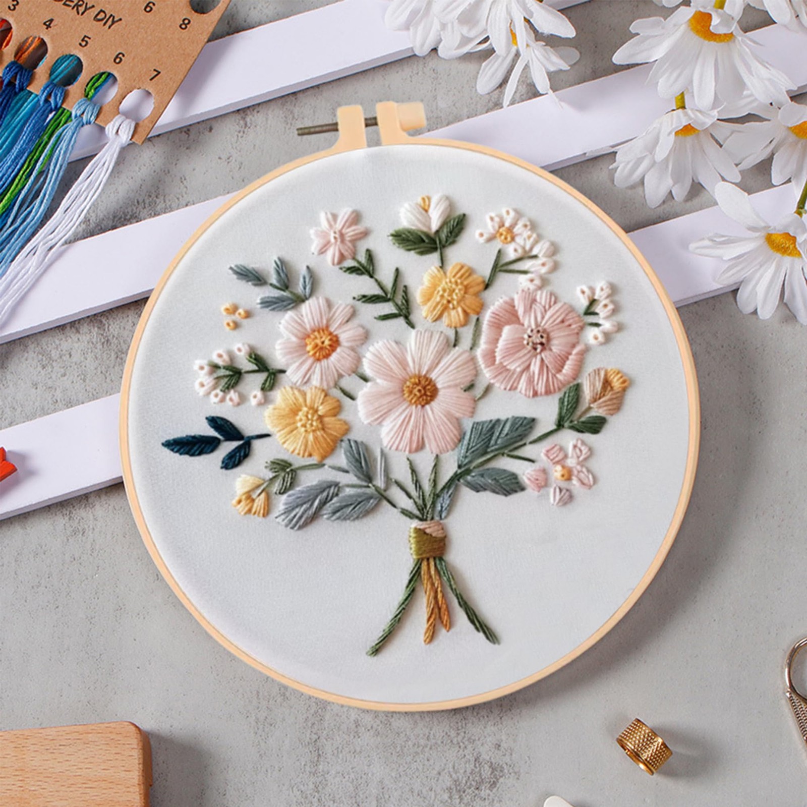 Huacan Embroidery Kits Flower for Adults 20 cm x 20 x 1 cm, 5