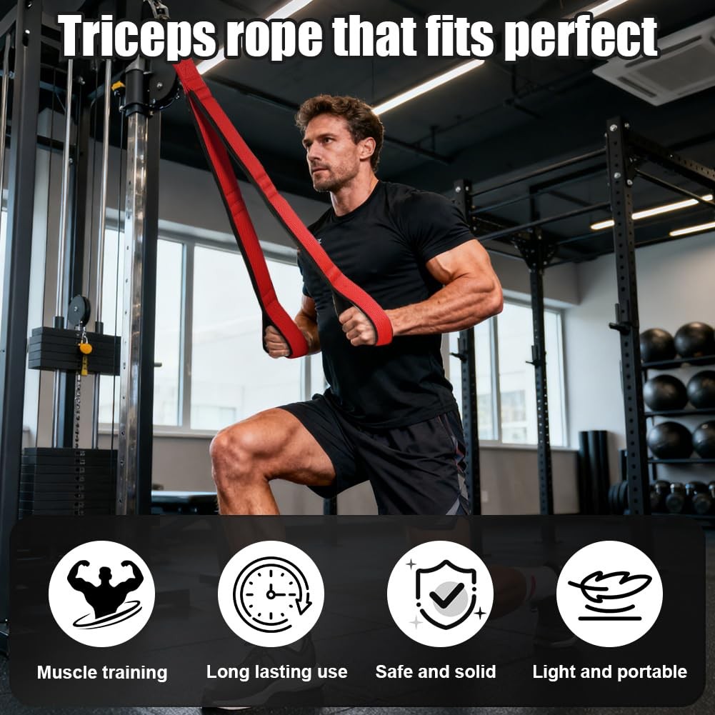 Tricep Rope Cable Attachment for Push Downs, Face Pulls & Full-Body Workouts