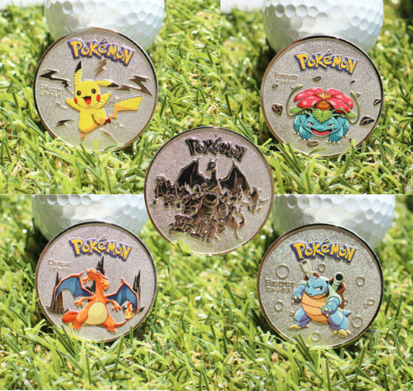 POKEMON GOLF Ball Marker QUALITY COIN Metallic Alloy Non-Magnetic + TRACK