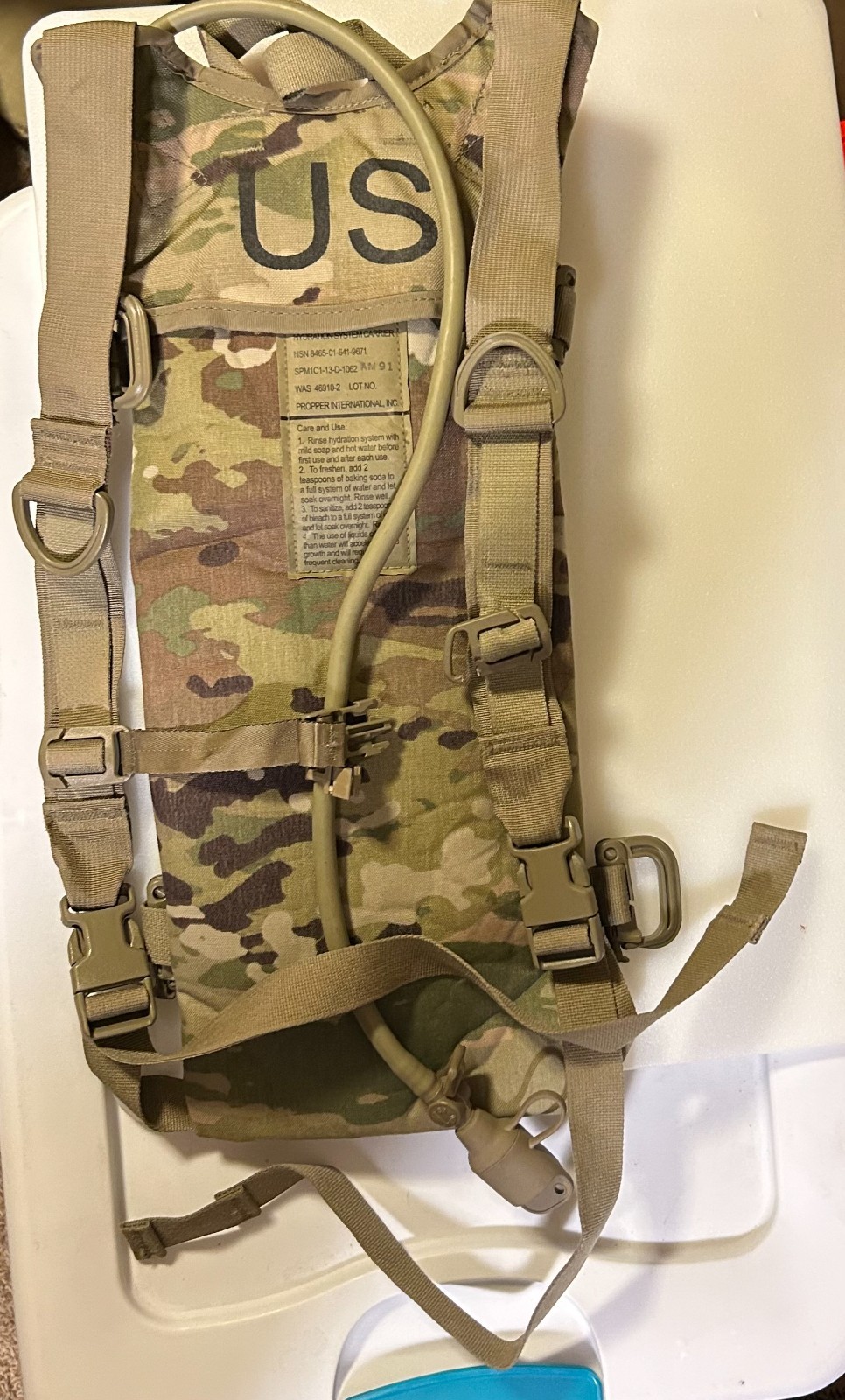USGI OCP Hydration System Carrier w/ Bladder Missing Chest Strap