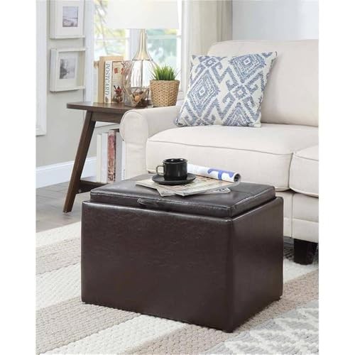 Designs4Comfort Accent Storage Ottoman 22.75" - Modern Espresso Faux Leather