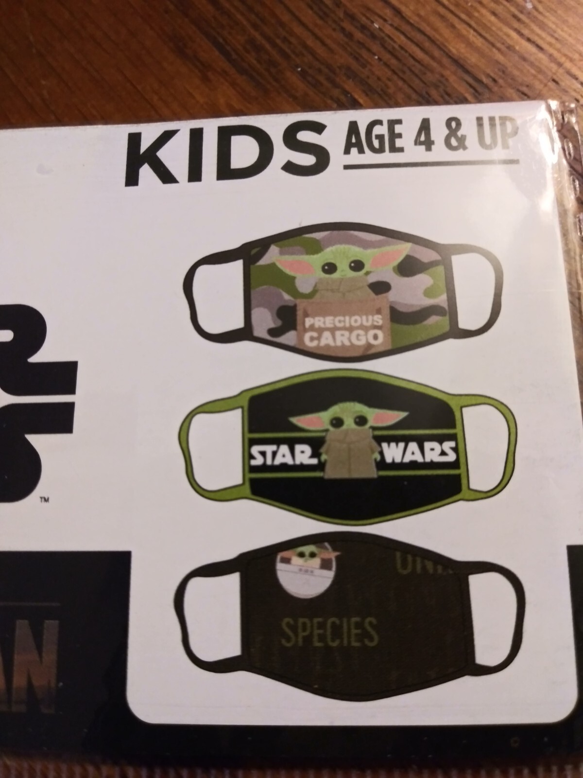 Star Wars Mandalorian 3pc Set Face Mask Age 4+ Washable all Different
