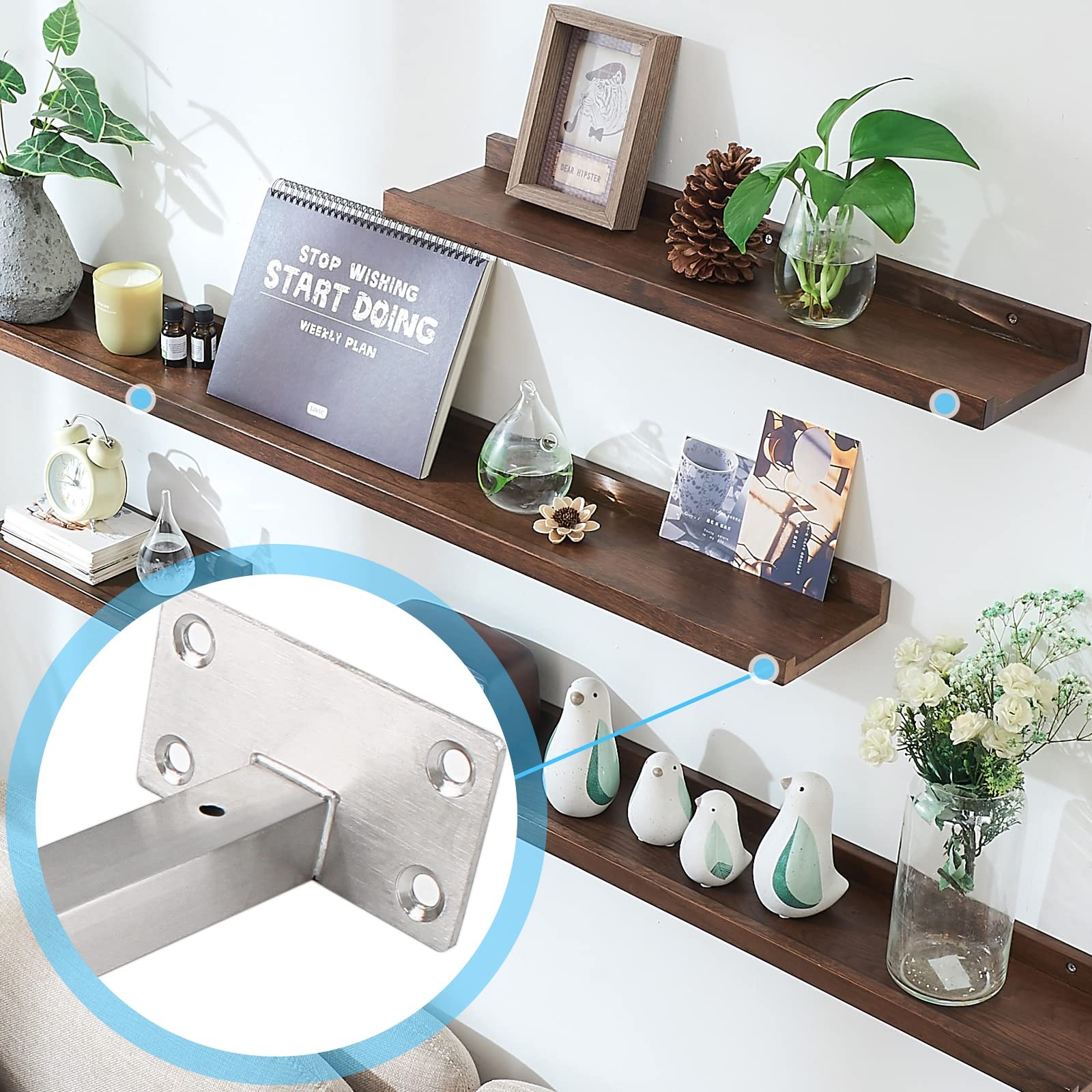 Luomorgo 10 Inch Floating Shelf Bracket, 4 Pcs, Silver Blind Shelf Support