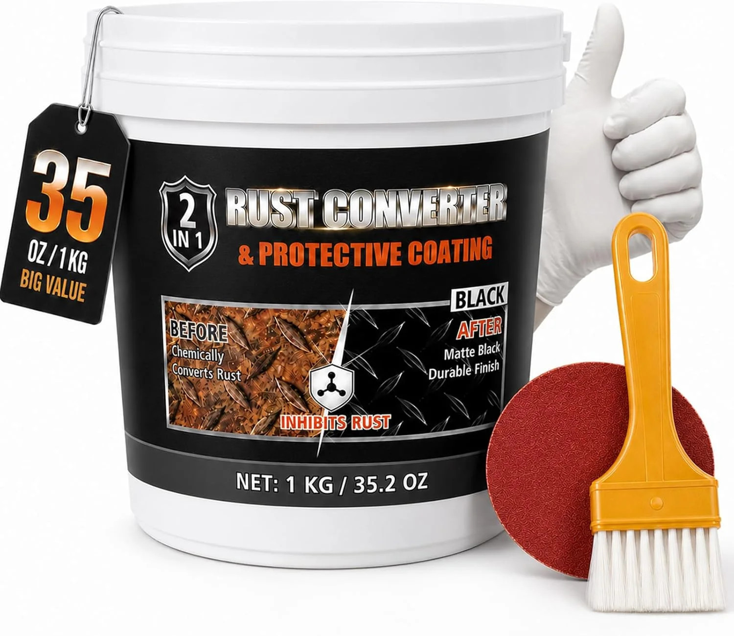 2-in-1 Rust Converter & Metal Primer, 35 oz Rust Reformer Paint with Encapsulato
