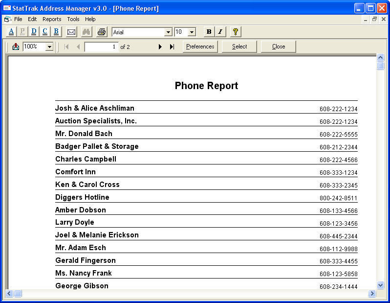 StatTrak Address Manager, address book software
