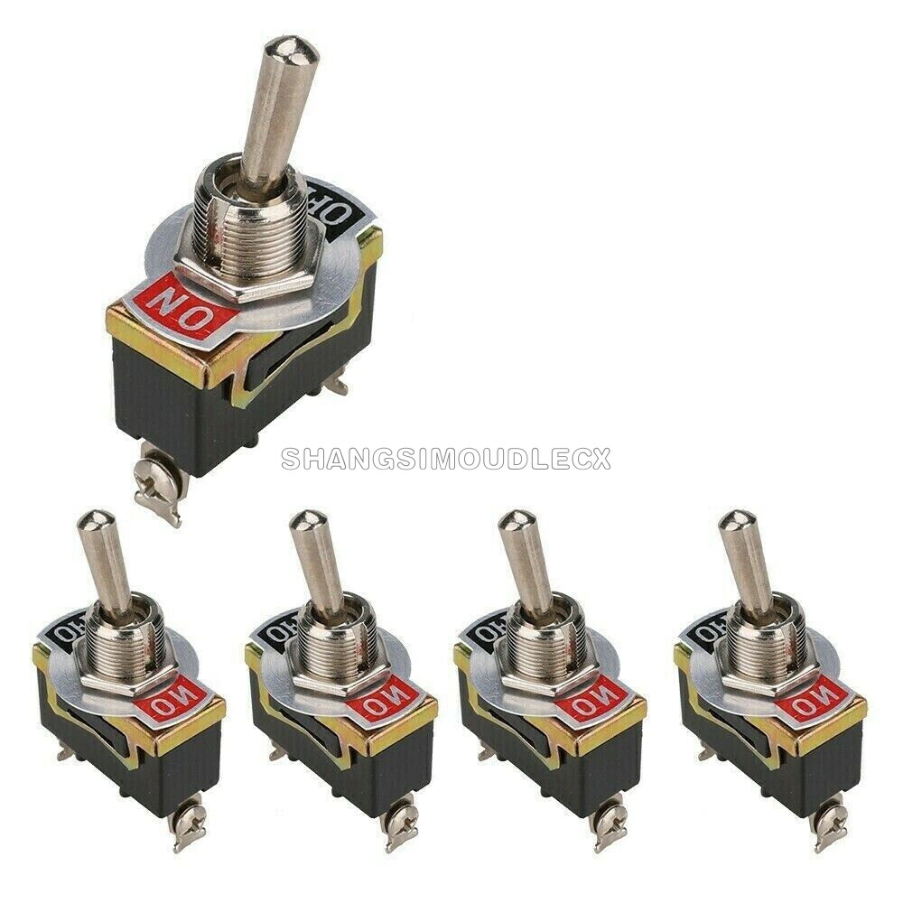 5pcs E-TEN1021 2Pin Toggle Flick Switch SPST ON-OFF Car Dash Light Metal-