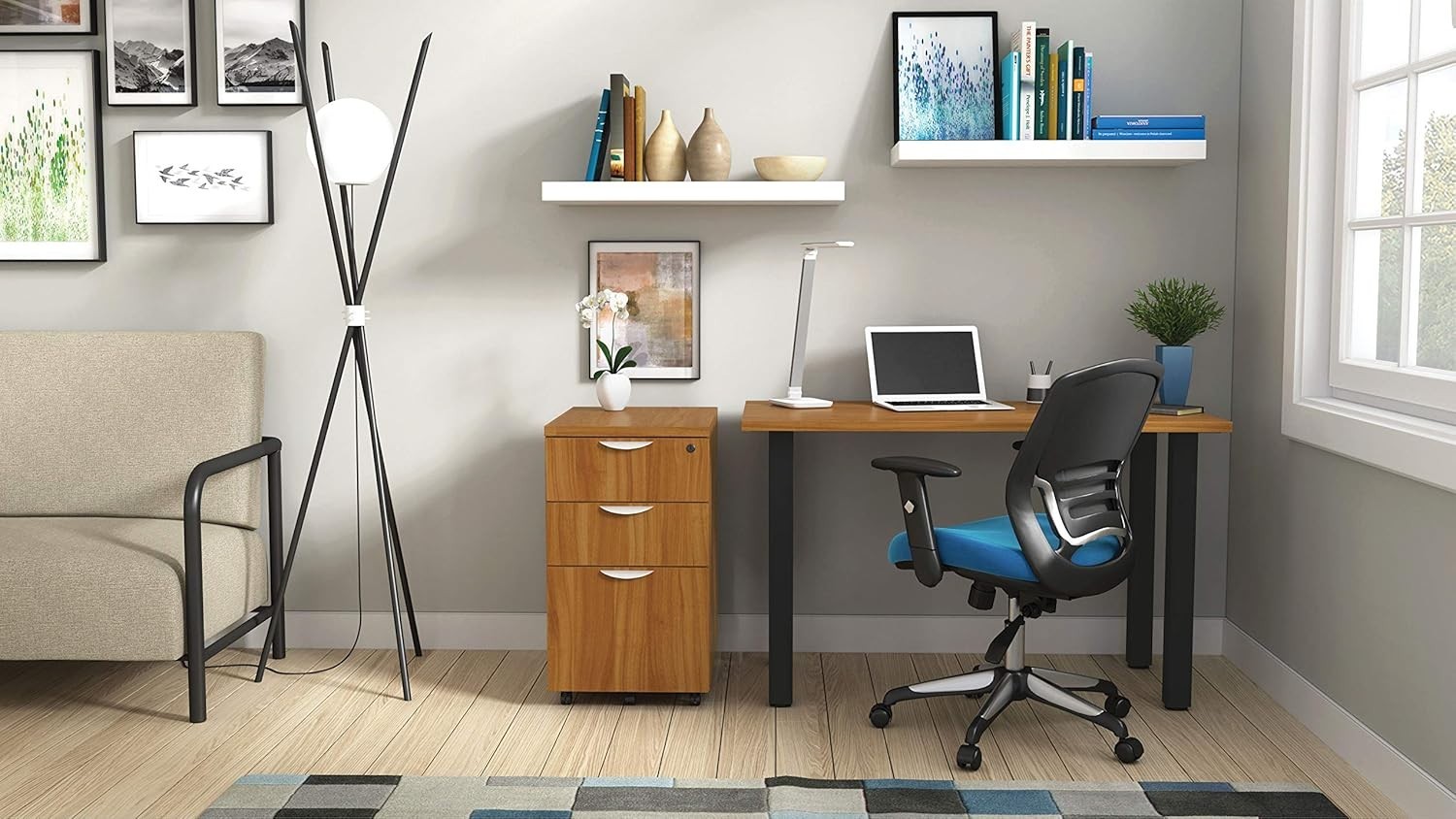 Offices To Go 24"d x 60"w OTG Home or Office Desk/Mobile Pedestal Autumn Walnut