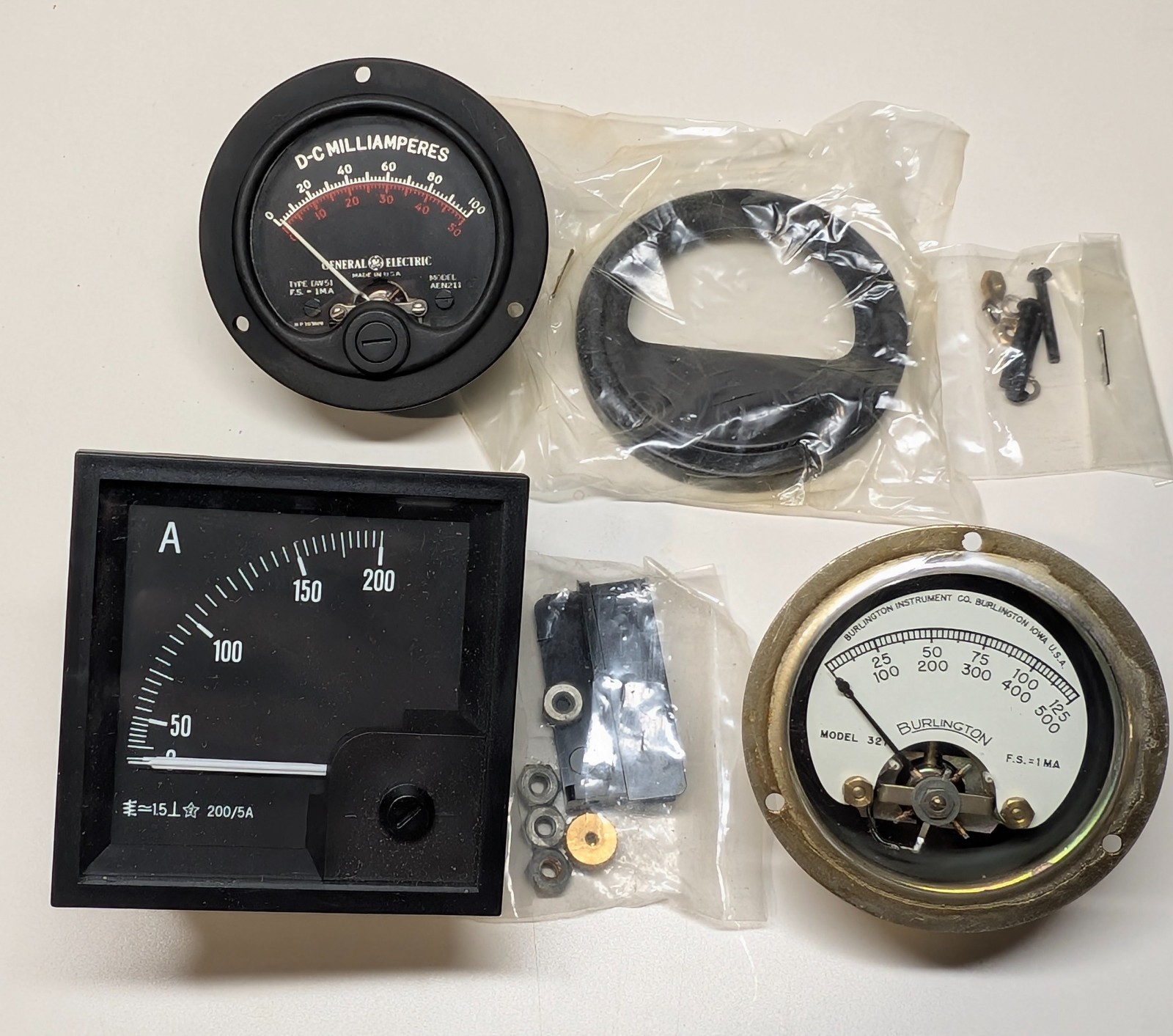 New Gauge Lot Milliamperes General Electric Burlington Microamperes AC Ammeter