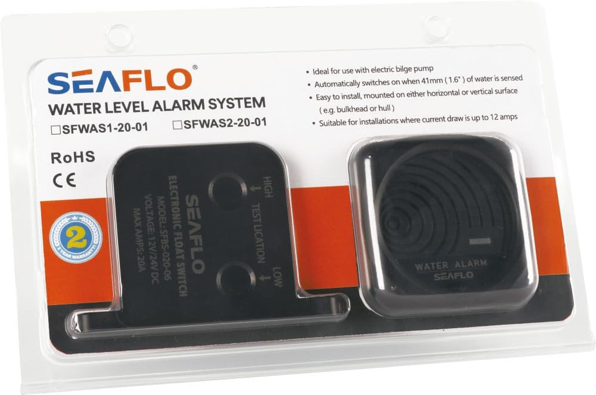 High Water Level Alarm System for Bilge - 12V, 95Db, Solid State Switch