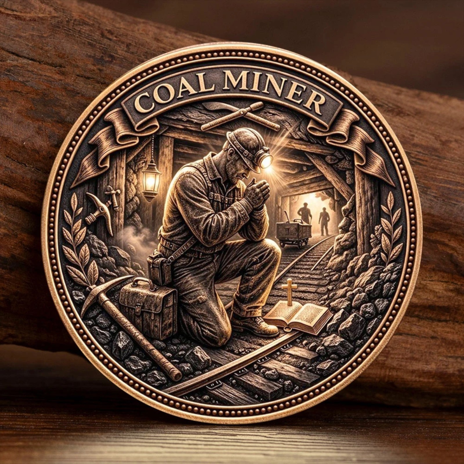 Coal Miner Prayer Challenge Coin Tribute Gift Mining Worker Collectible