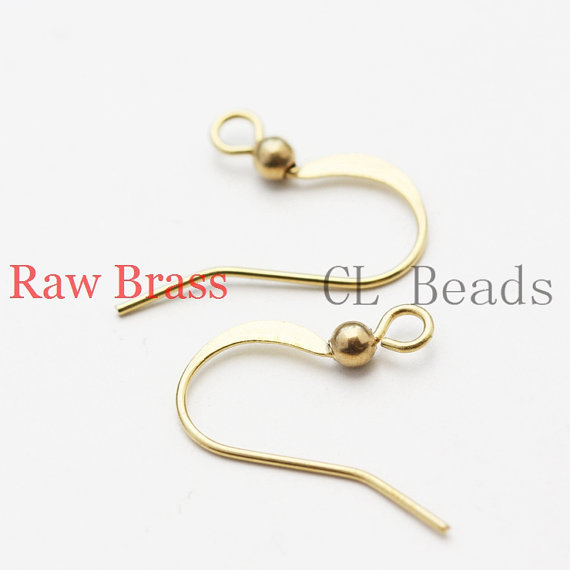60 Pieces Raw Brass Earring Hooks with Ball-Shepherd Ear Wires (CW-1829C-I-120X)