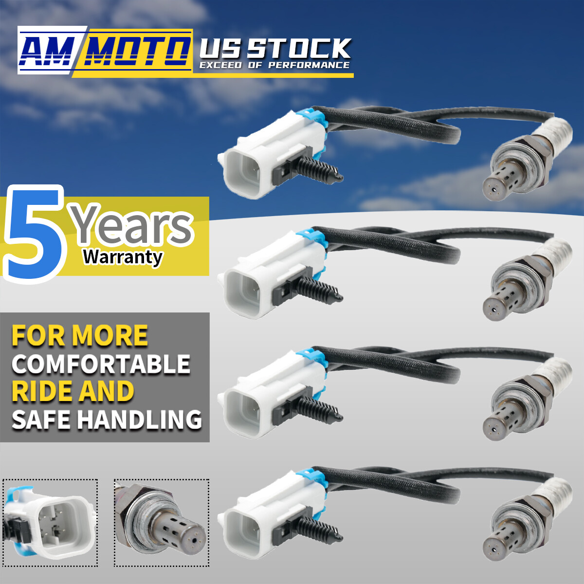 Set Of 4X O2 Oxygen Sensors for 03 04 05 GMC Sierra 1500 5.3L 15284 SG1857