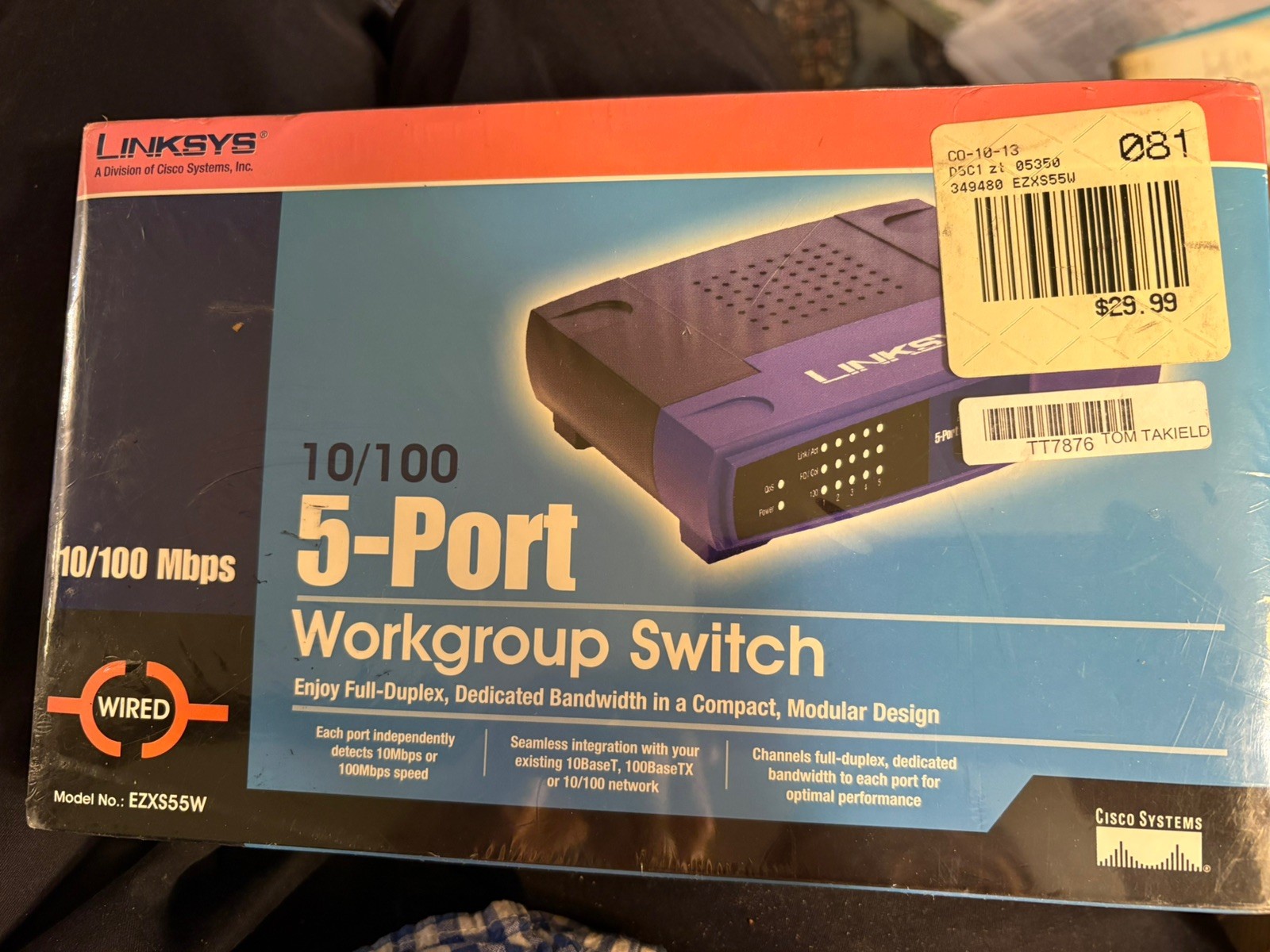 LINKSYS Cisco High-Speed 10/100 5-Port Workgroup Switch EZXS55W NEW Sealed Pack