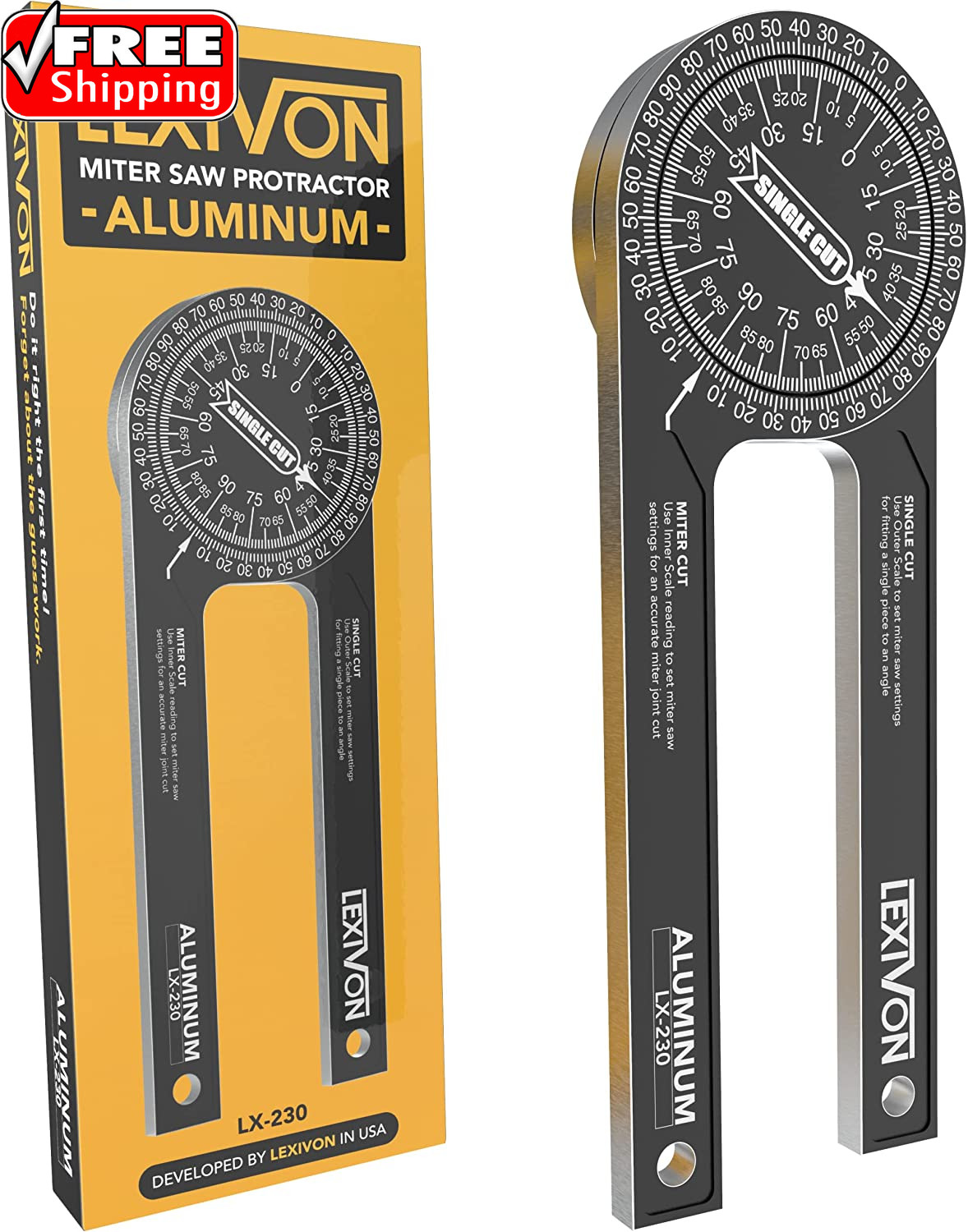 Aluminum Miter Saw Protractor | 7-Inch Rust Proof Angle Finder Featuring Precisi