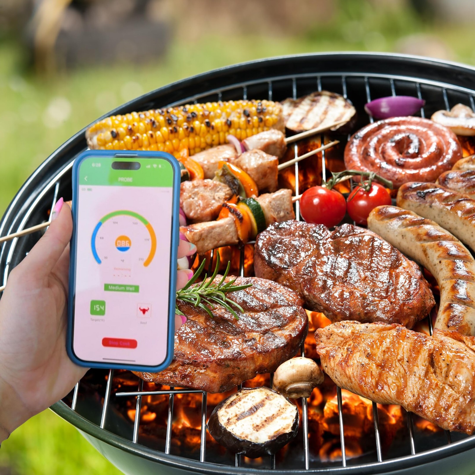 Grill Sync Digital Meat Thermometer Digital Wireless Dual Sensor Bluetooth BB...