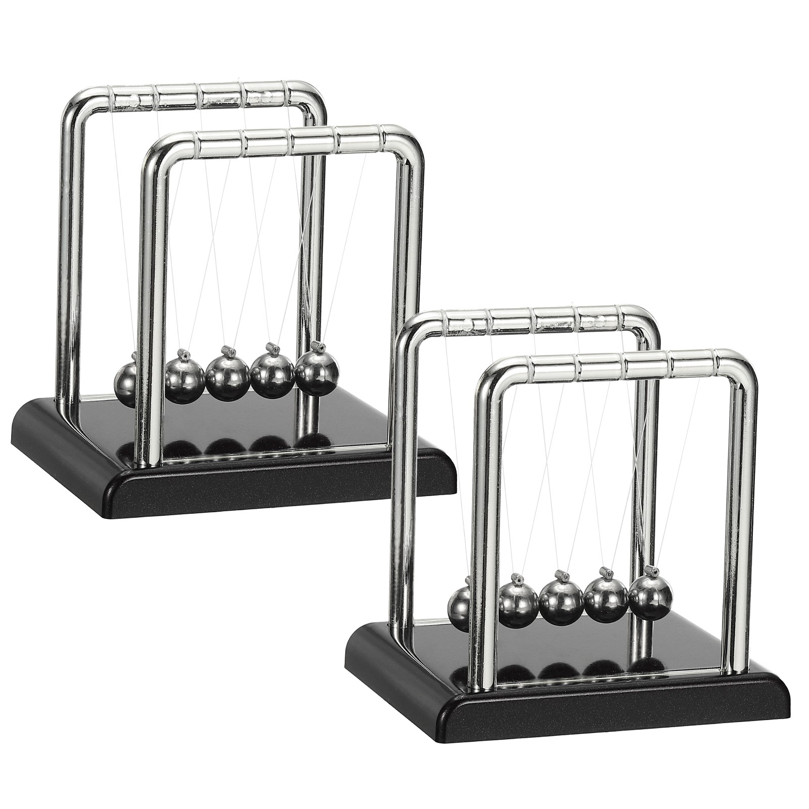 2 Pack Newtons Cradle, Newton's Cradle Pendulum 5 Balance Balls, Black, S