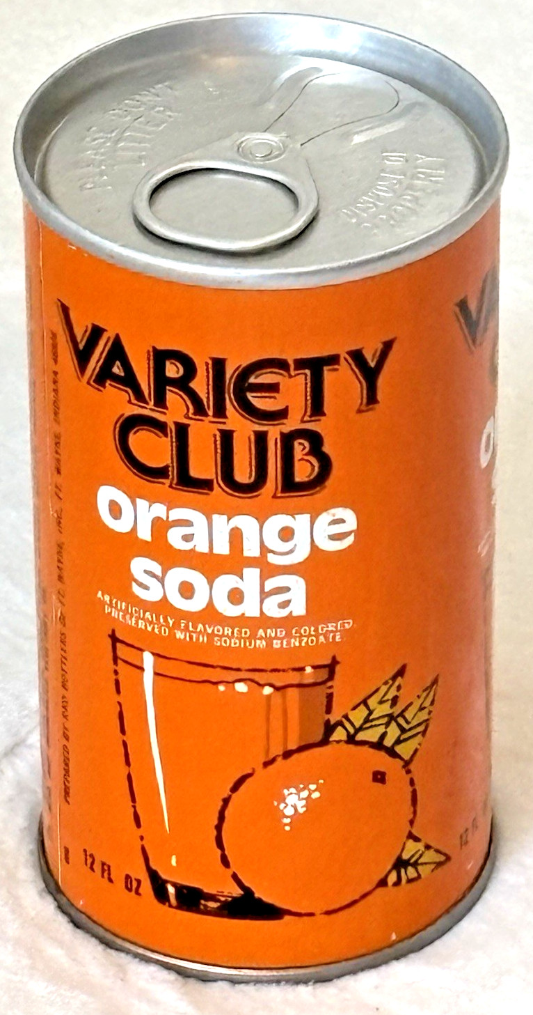 1970’s Variety Club-🍊Orange Soda🥤-Ft. Wayne, Indiana-12 oz-Steel Soda-Pop Can