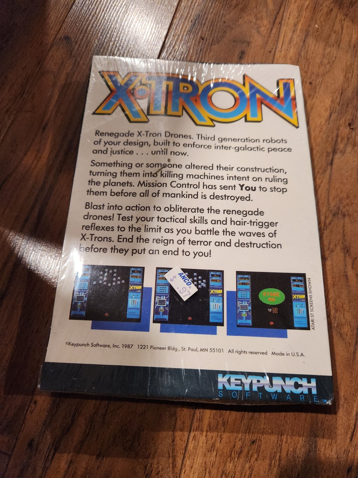 1987 Keypunch Software X-tron Game 1mb 3 1/2 Go Bots Style sealed