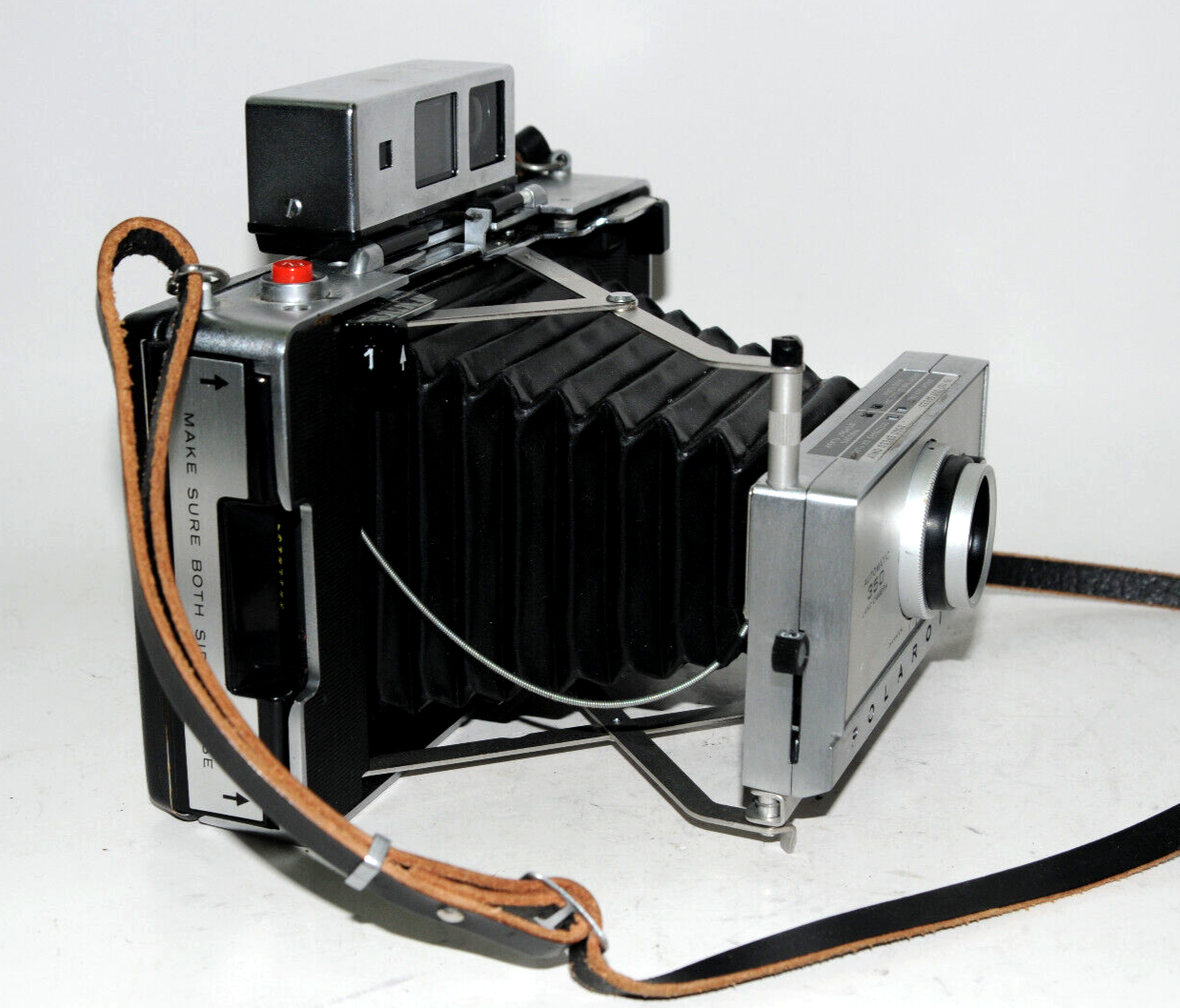 Polaroid Model 350 Land Camera W/Flash Attachment, Cold Clip and Case
