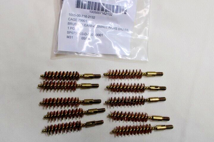 10 US Military Issue USGI Brass Bore Barrel Brush For 9mm Caliber Lot Of 10