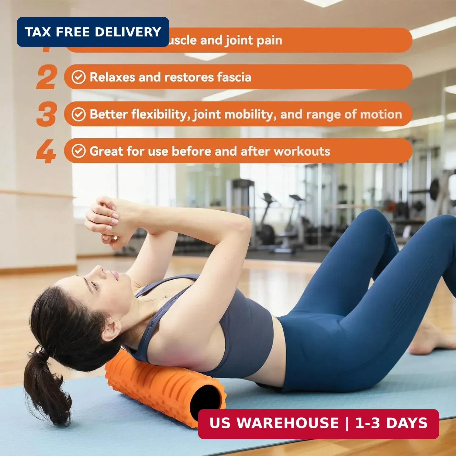 Foam Roller for Deep Tissue Massager, 18" Trigger Point Foam Roller, Patented Ex