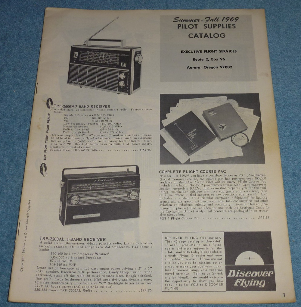 1969 Summer/Fall Pilot Supplies Catalog Radio Systems Computers Manuals Books++