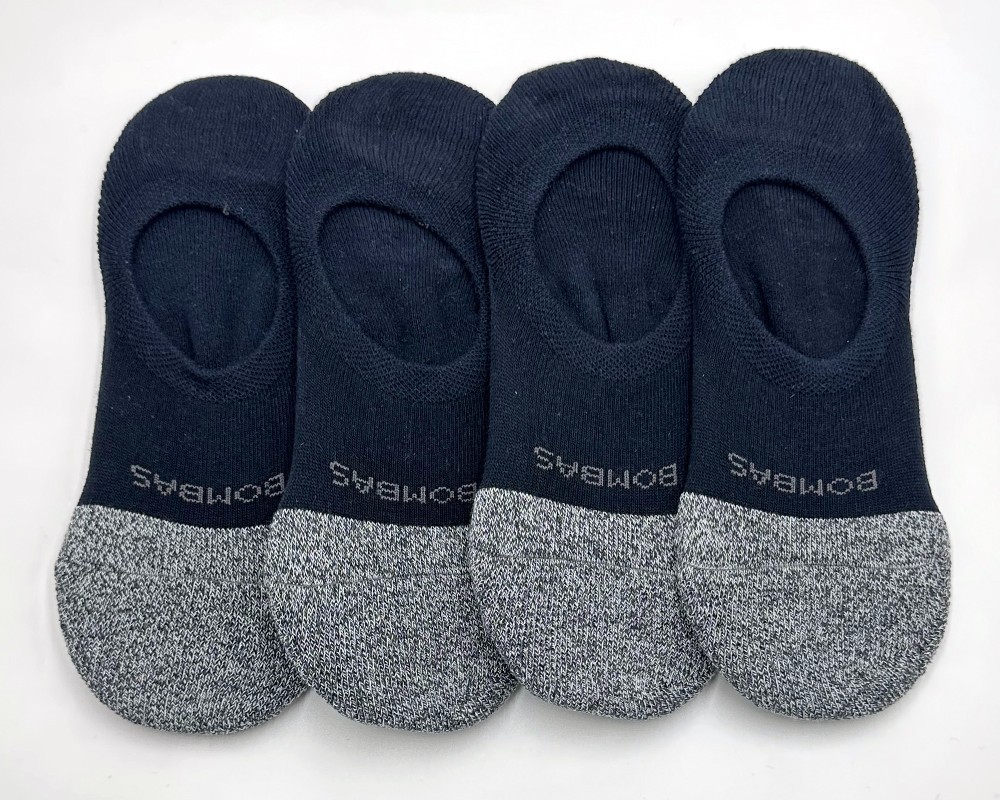 NEW 4 pairs BOMBAS Men's Cushioned No Show Socks Everyday Size Med 6-9 black