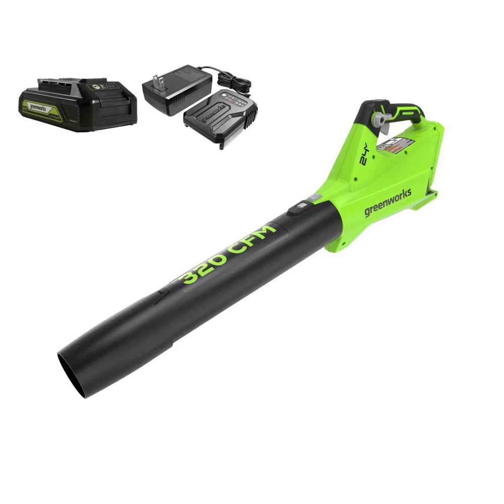Greenworks POWERALL 24V 2Ah Cordless 320FM / 90MPH Axial Leaf Blower Kit