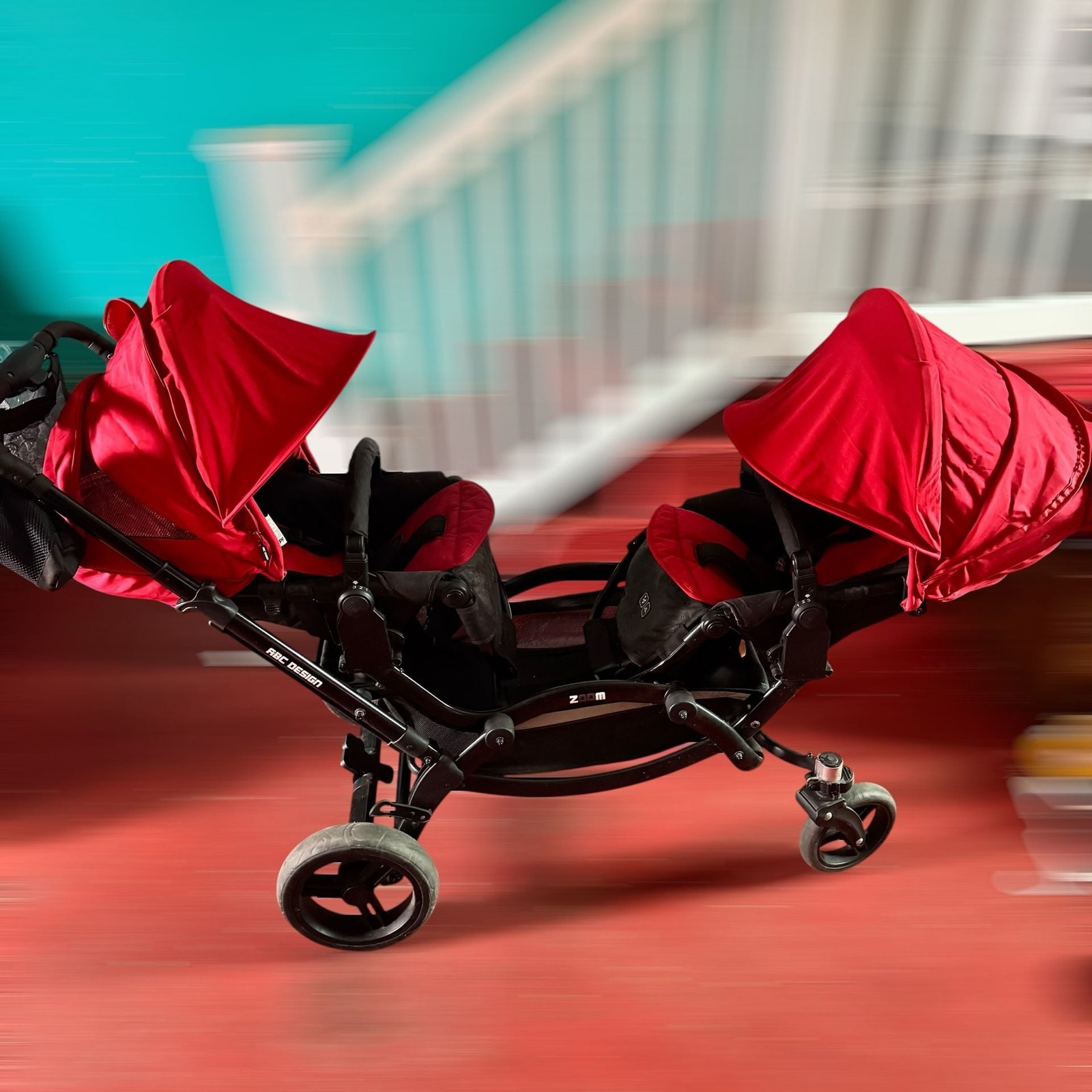 ABC Design Zoom Twin/Tandem Stroller in Red